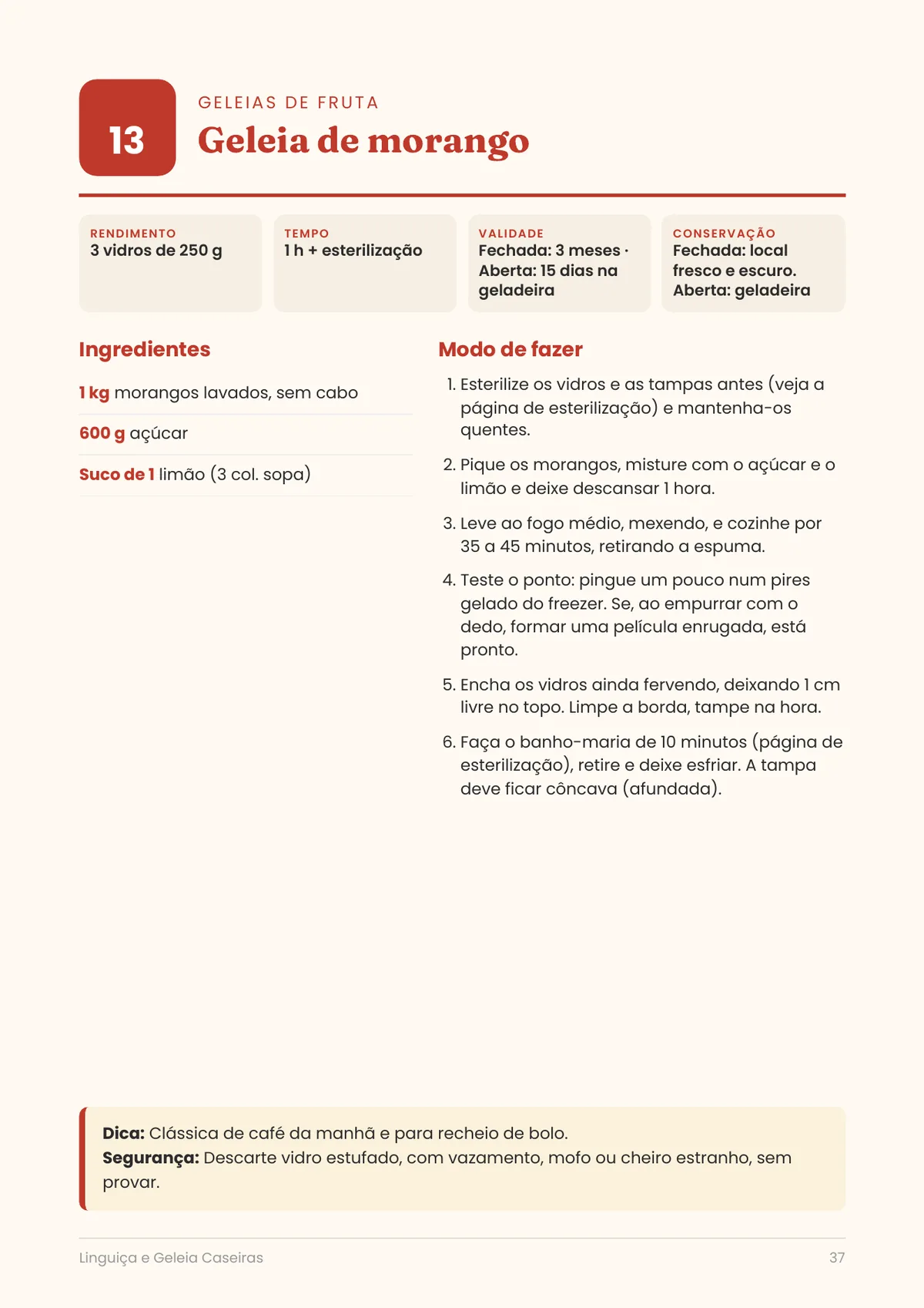 Página real do PDF Linguiça e Geleia Caseiras: receita de geleia